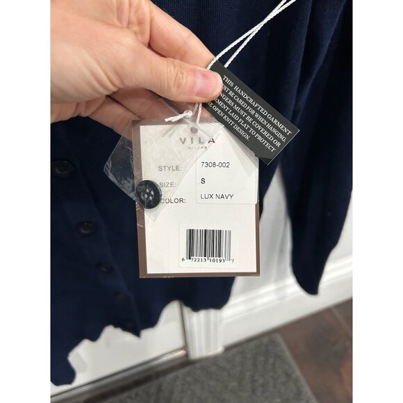 Vila Milano NWT Navy Blue Button Up Cardigan Sweater Sz Small - Picture 8 of 11